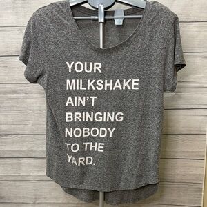 “Milkshake” Lightweight Graphic Tee with longer back, size L. Worn twice.